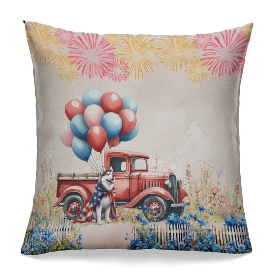 Vintage Patriotic Siberian Husky 4th of July Independence Memorial Day Pillowcase Double Sided Husky Dog Lover Gifts Pillow Case Covers - 01006