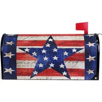 Vintage Patriotic Star America Flag Mailbox Cover Magnetic Custom Decor Colorful Painting Wraps Post Letter Box for Outside Garden Yard Home Standard Mailbox 25.5x21 in