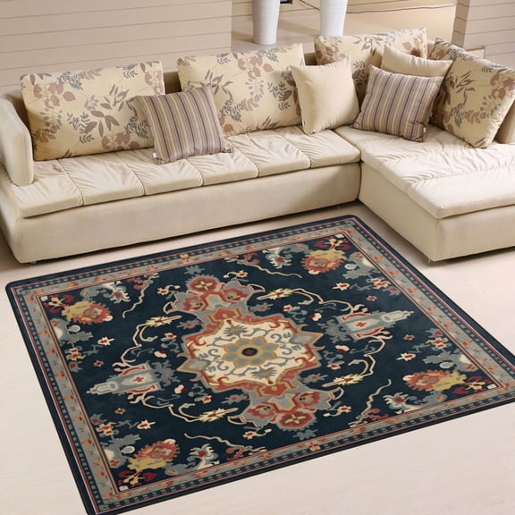 Vintage Pattern Bohomia Area Rug Washable 80 x 58 Floor Carpet Mat Non Slip for Bedroom Living Room Home Decor