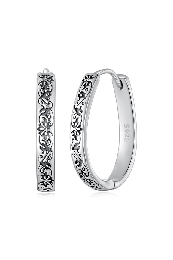 Vintage Pattern Clip-on Earrings 925 Sterling Silver Lightweight Comfortable Everyday Earrings