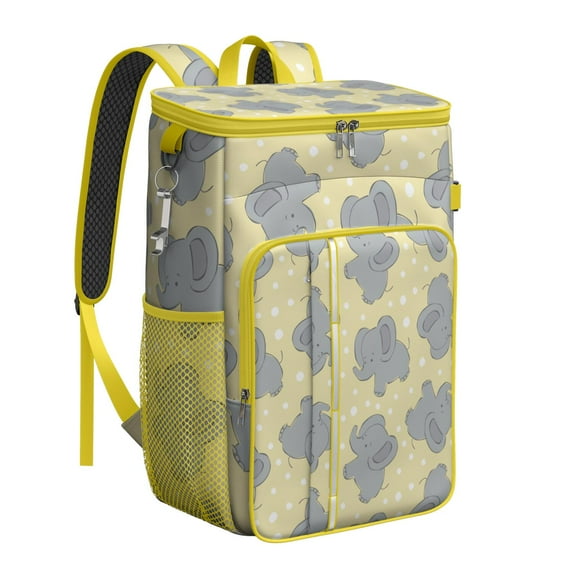 Vintage Pattern Cooler Backpack – Leakproof Insulated Backpack Cooler with Elephant & Floral Print for Work, Beach, and Family Travel