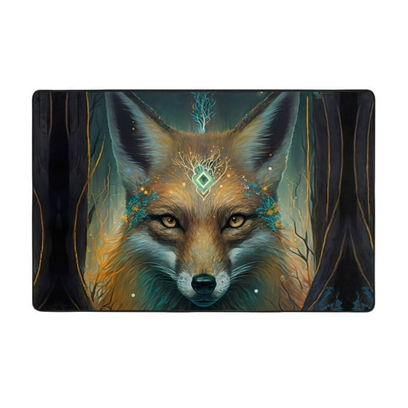 Vintage Pattern Fox Shaggy Area Rug, Rugs for Living Room Bedroom Non Slip Door Mat Indoor Carpet Machine Washable Nursery Home Decor Floor Mats for Entryway 60x39in-#