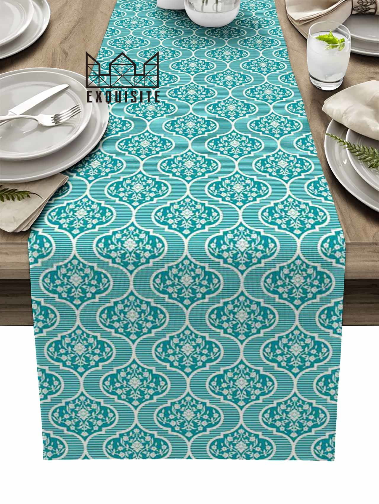 Vintage Pattern Moroccan Pattern Aqua Dinning Table ration Coffee Table ...
