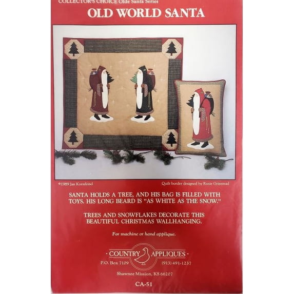 Vintage Pattern Old World Santa Country Appliques #CA-51
