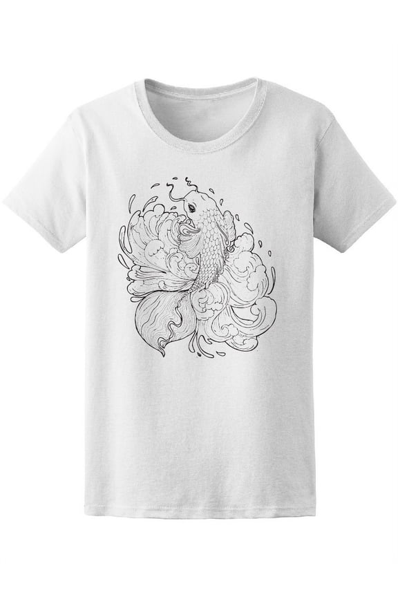 Vintage Pattern With Koi Fish T-Shirt Women -Image by Shutterstock, Female Large