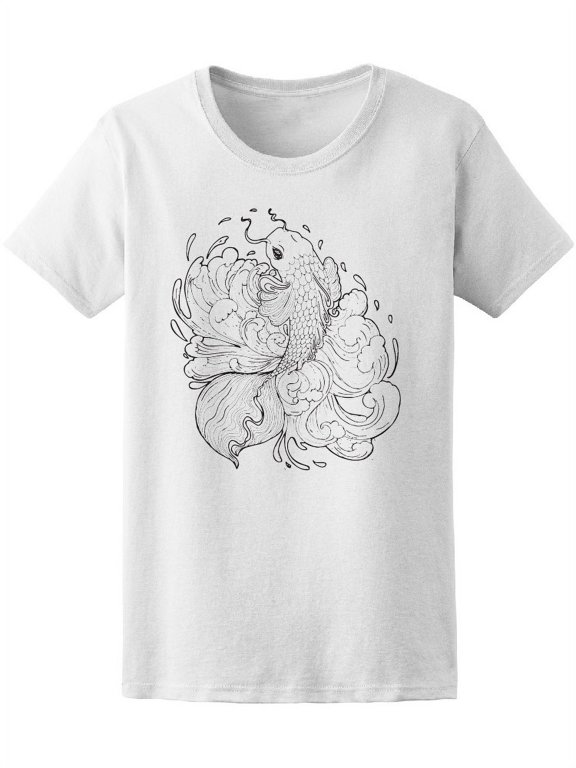 Vintage Pattern With Koi Fish T-Shirt Women -Image by Shutterstock, Female Medium