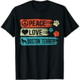 thumbnail image 1 of Vintage Peace Love Boston Terrier Dog Lover Gifts T-Shirt, 1 of 4