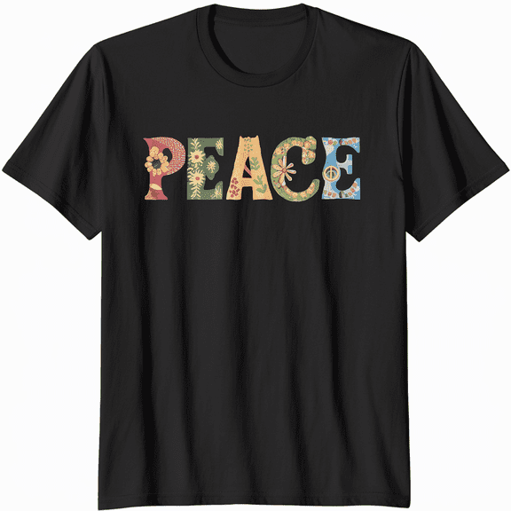 Vintage Peace Love Unity T-Shirt Men's Retro Hippie Tee Top