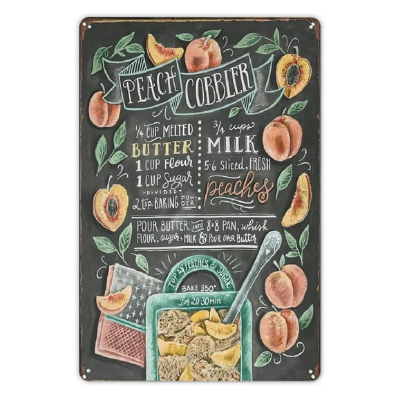 Vintage Peach Cobbler Metal Sign - Retro Kitchen, Bakery, Cafe & Restaurant Wall Decor Retro Metal Sign , Wall Decor For Home Kitchen Bathroom Farm Garden Garage Home