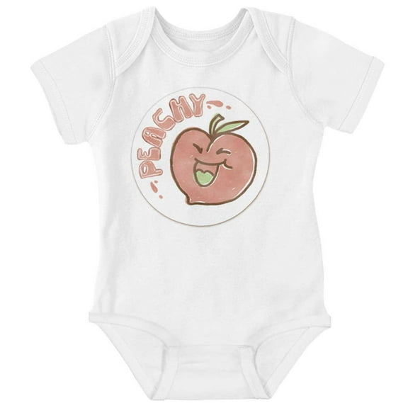 Vintage Peachy Fruit Pun Sticker Romper Boys or Girls Infant Baby Brisco Brands 12M