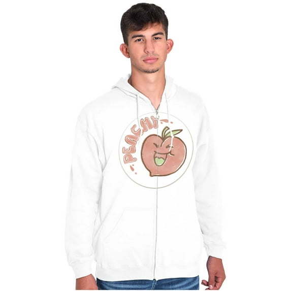 Vintage Peachy Fruit Pun Sticker Zip Up Hoodie Men's Women's Brisco Brands M
