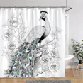 thumbnail image 1 of Vintage Peacock Shower Curtain Beautiful Turquoise Blue Peacock Floral Polyester Fabric Shower Curtain Bathroom r with, 1 of 7