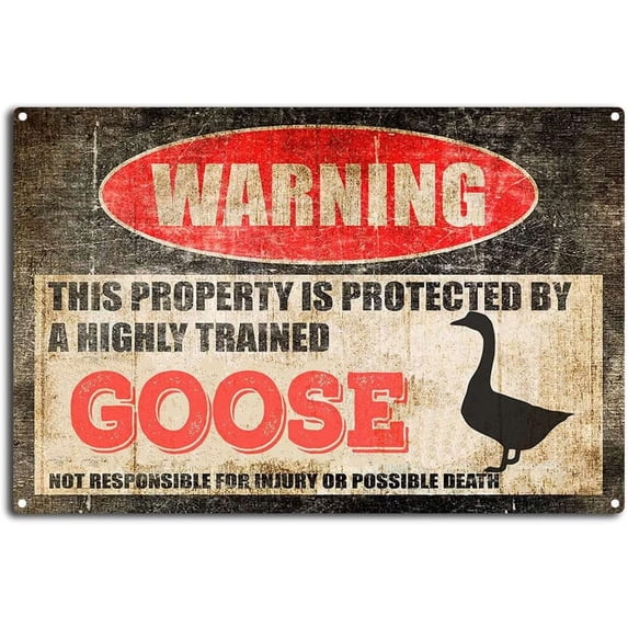 Vintage Peacock Tin Sign,Warning This Property is Protected by a Highly Trained Peacock,Funny Aluminum Outdoor Warning Sign,for Home Retro Metal Wall Art Decor Signs-8''x12''Tin Sign