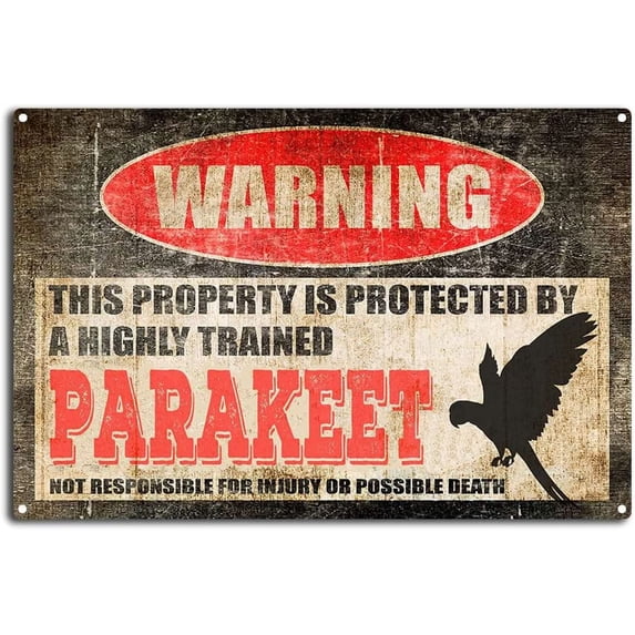Vintage Peacock Tin Sign,Warning This Property is Protected by a Highly Trained Peacock,Funny Aluminum Outdoor Warning Sign,for Home Retro Metal Wall Art Decor Signs-8''x12''Tin Sign