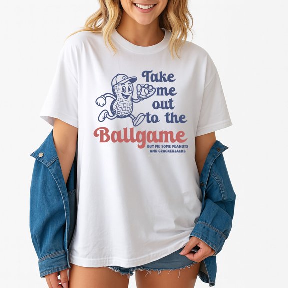 Vintage Peanut Baseball Mascot T-Shirt – Retro Sports Theme – Baseball Fan's Game Day Apparel