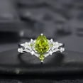 thumbnail image 1 of Vintage Pear Shape Peridot Floral Engagement Ring Set IN 925 Sterling Silver- Peridot Bridal Set- Peridot Wedding Ring For Wife- August Birthstone, 1 of 3