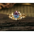 thumbnail image 1 of Vintage Pear Shaped Cut Alexandrite Engagement Ring Set Silver Gold Plated Art Deco Wedding Leaf Wedding Band Moissanite Ring for Women., 1 of 2
