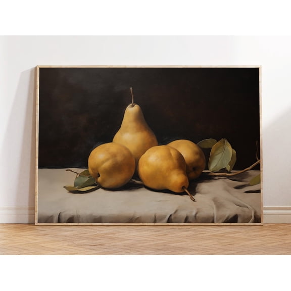 Vintage Pear Still Life : Kitchen Wall Art Unframed Paper Print
