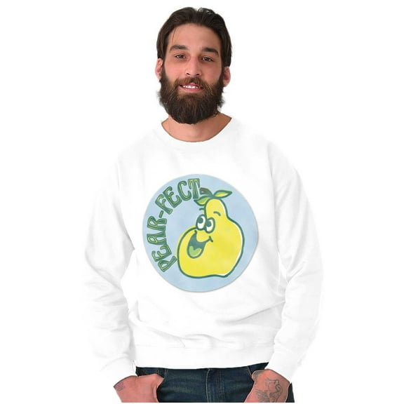 Vintage Pear-fect Fruit Pun Sticker Unisex Plus Fleece Graphic Sweatshirt Brisco Brands 4X