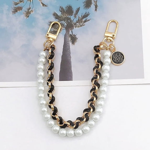 Vintage Pearl Bag Strap For Handbag Double Layer Chain Pearl Phone Lanyard Exquisite Purse Replacement Handles Bag Accessory