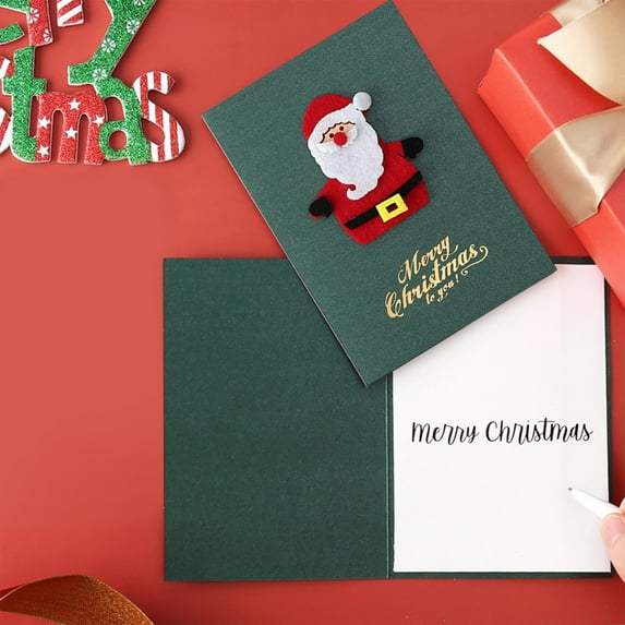 Vintage Pearlized Christmas Cards with Envelopes, 3D Greeting Cards for Holiday Blessings, Thanksgiving Christmas Greetings(B)