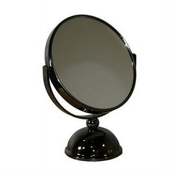Vintage Pedestal Black 7X Magnification Vanity Mirror, Gun Metal