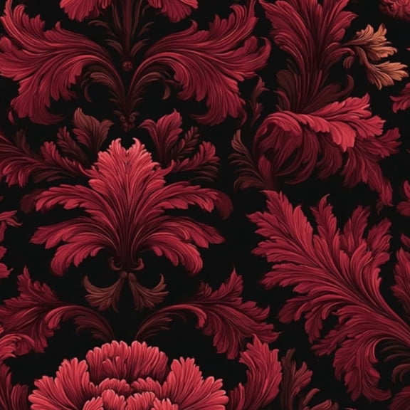 Vintage Peel and Stick Wallpaper 17.7in x 9.8ft Baroque Red Floral Damask Elegant Swirls Flourishes Contact Paper Vinyl Waterproof Self Adhesive Wall Paper for Bedroom Shelf Cabinet