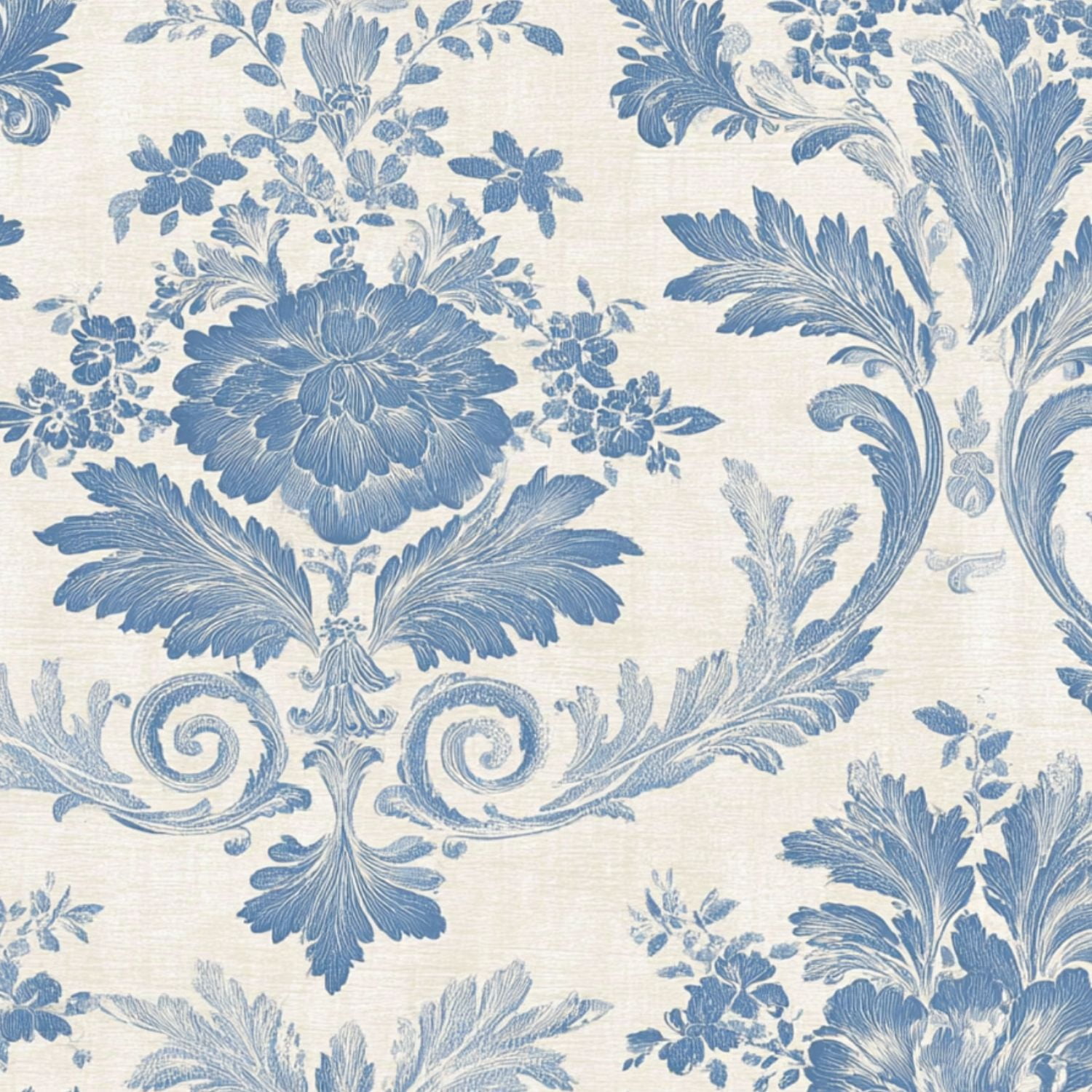 Vintage Peel and Stick Wallpaper 23.6in x 9.8ft Blue Floral Damask Elegant Swirls Detailing Contact Paper Vinyl Waterproof Self Adhesive Wall Paper for Bedroom Shelf Cabinet Renter Friendly