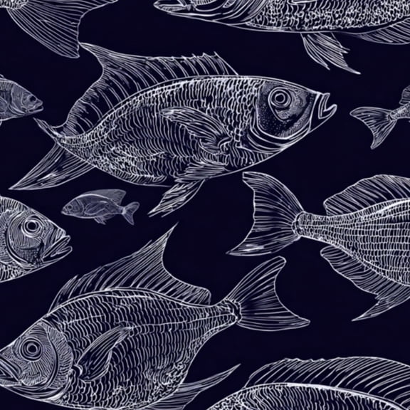 Vintage Peel and Stick Wallpaper 23.6in x 9.8ft Detailed Fish Swimming Dark Patterned Contact Paper Vinyl Self-Adhesive Removable Wall Paper for Bedroom Kitchen Cabinet Décor Renter Friendly