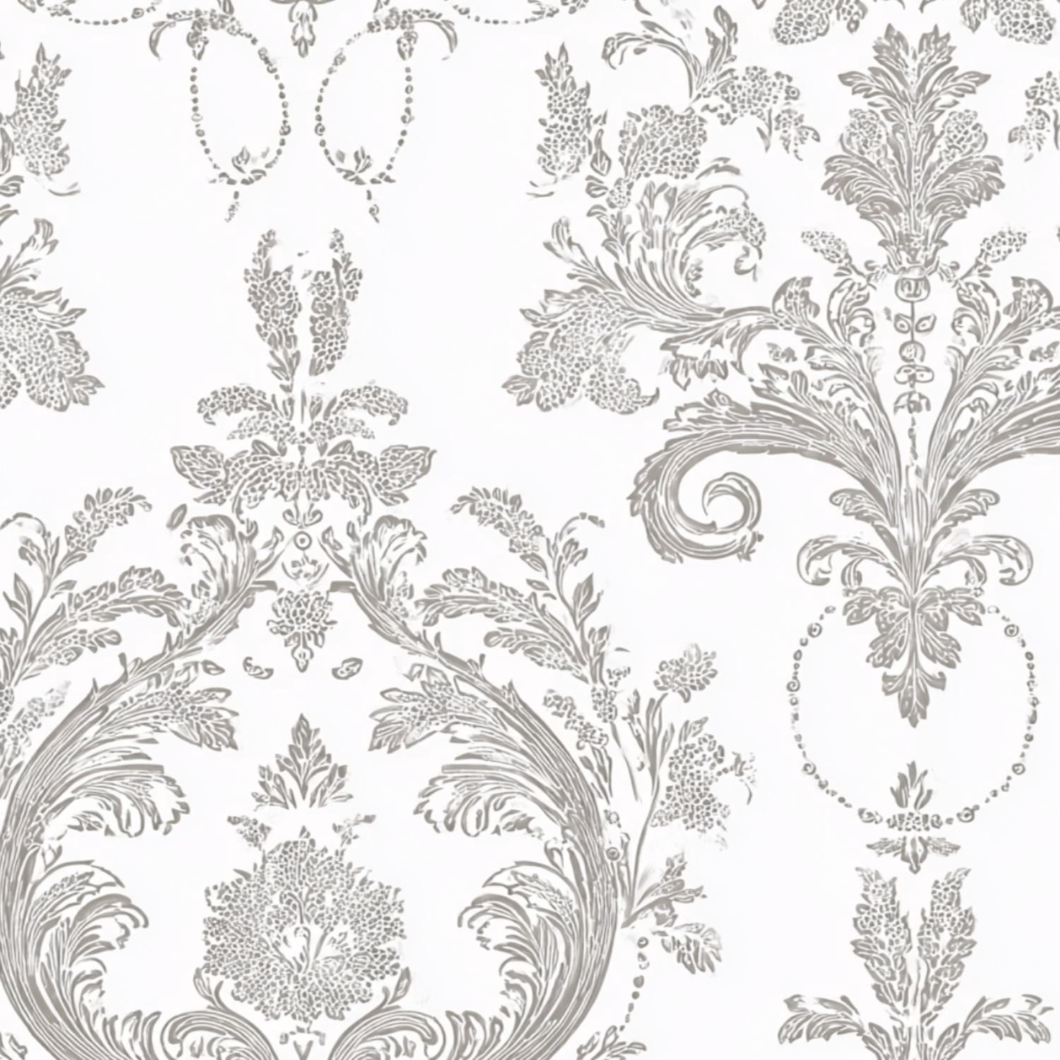 Vintage Peel and Stick Wallpaper 23.6in x 9.8ft Elegant Grey Floral Damask Ornate Baroque Style Motifs Contact Paper Vinyl Waterproof Self Adhesive Wall Paper for Bedroom Shelf Cabinet