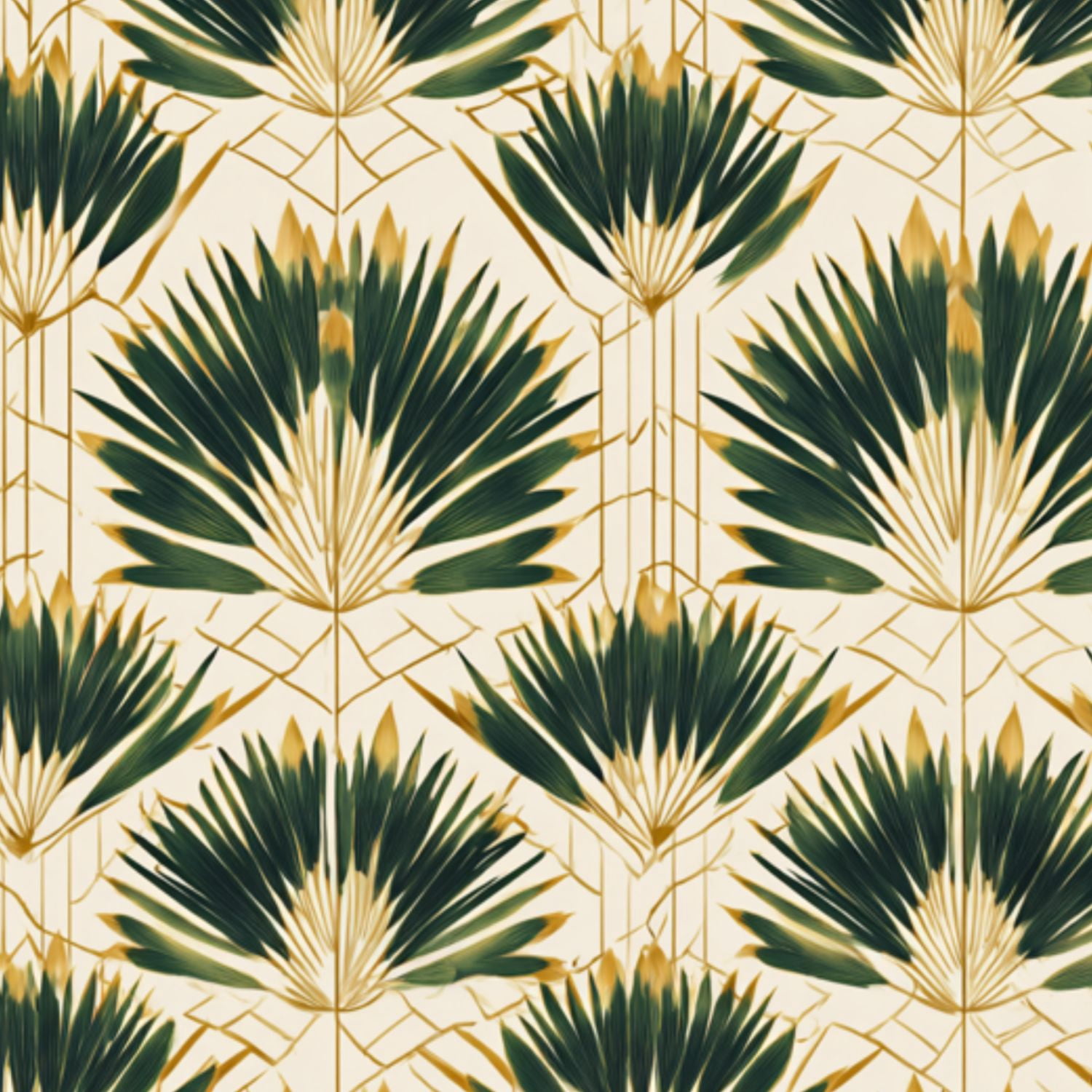 Vintage Peel and Stick Wallpaper Art Deco Tropical Palm Leaf Gold Green Details Wall Mural 17.7in x 9.8ft Self Adhesive Removable Wall Paper Renter Friendly Wallpaper for Nursery Bedroom Cabinets