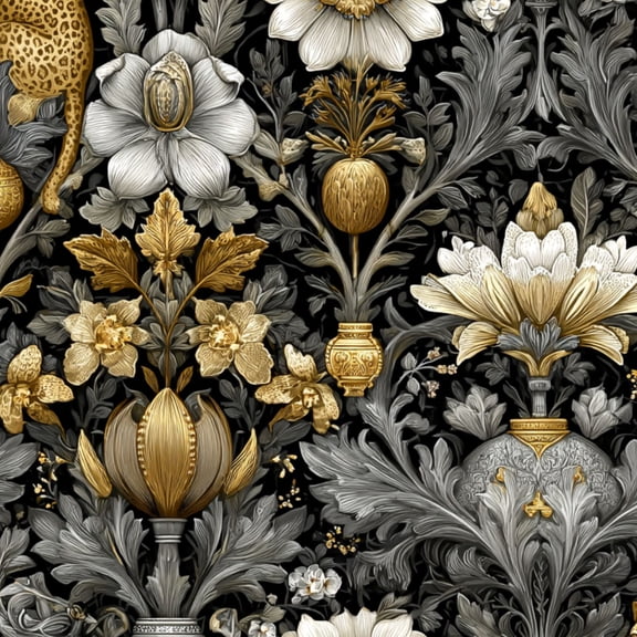 Vintage Peel and Stick Wallpaper Dark gold Botanical Leopard Print Gothic Jungle Wall Mural 23.6in x 9.8ft Self Adhesive Removable Wall Paper Renter Friendly Wallpaper for Bedroom Livingroom Men