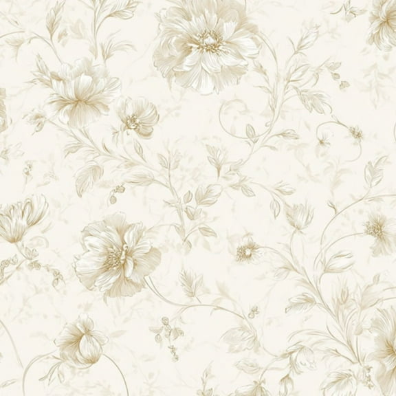 Vintage Peel and Stick Wallpaper Elegant Floral Beige Cream Flowers Soft Wall Mural 17.7in x 9.8ft Self Adhesive Removable Wall Paper Renter Friendly Wallpaper for Nursery Bedroom Cabinets