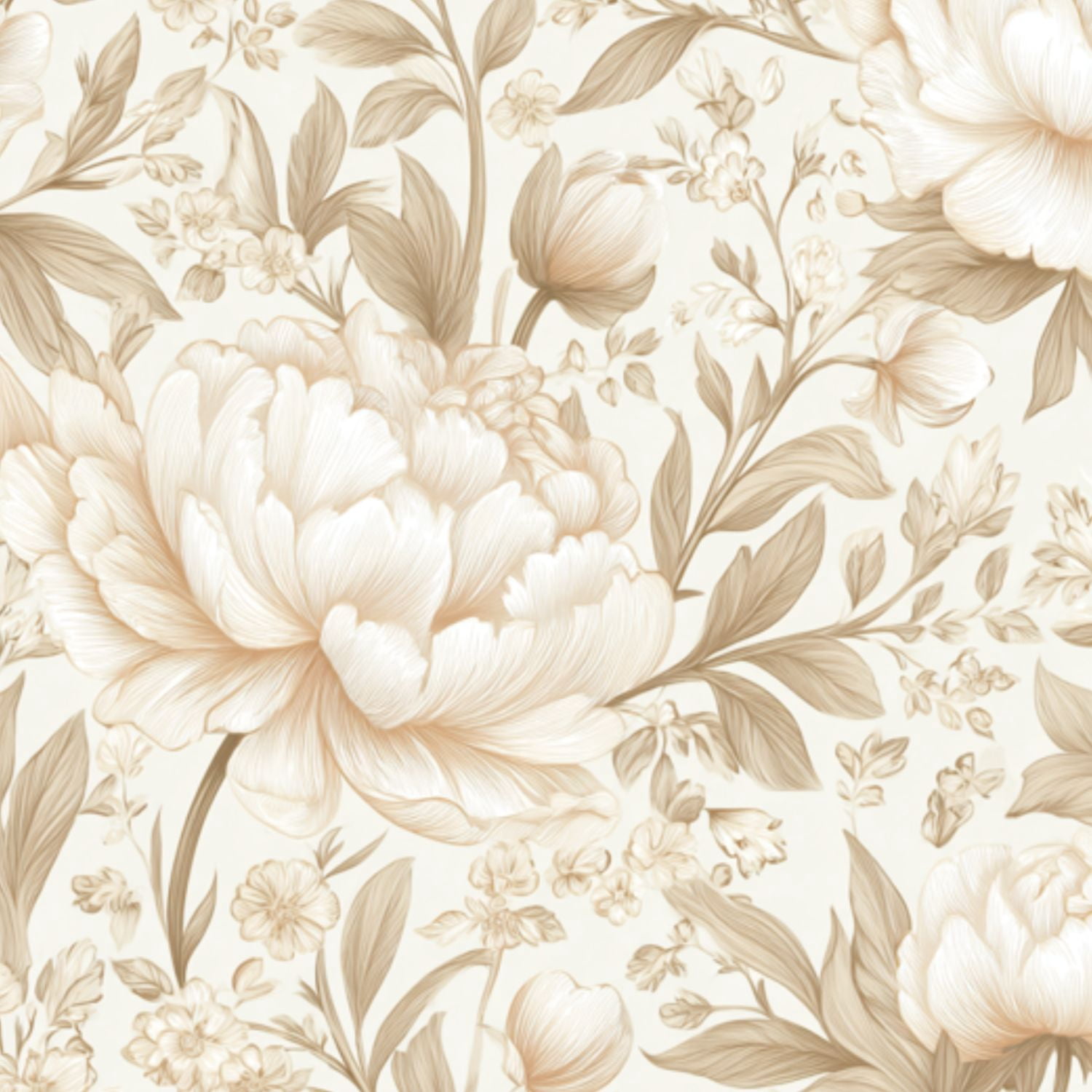 Vintage Peel and Stick Wallpaper Elegant Floral Peonies Blossoms Soft Beige Tones Wall Mural 17.7in x 9.8ft Self Adhesive Removable Wall Paper Renter Friendly Wallpaper for Nursery Bedroom Cabinets