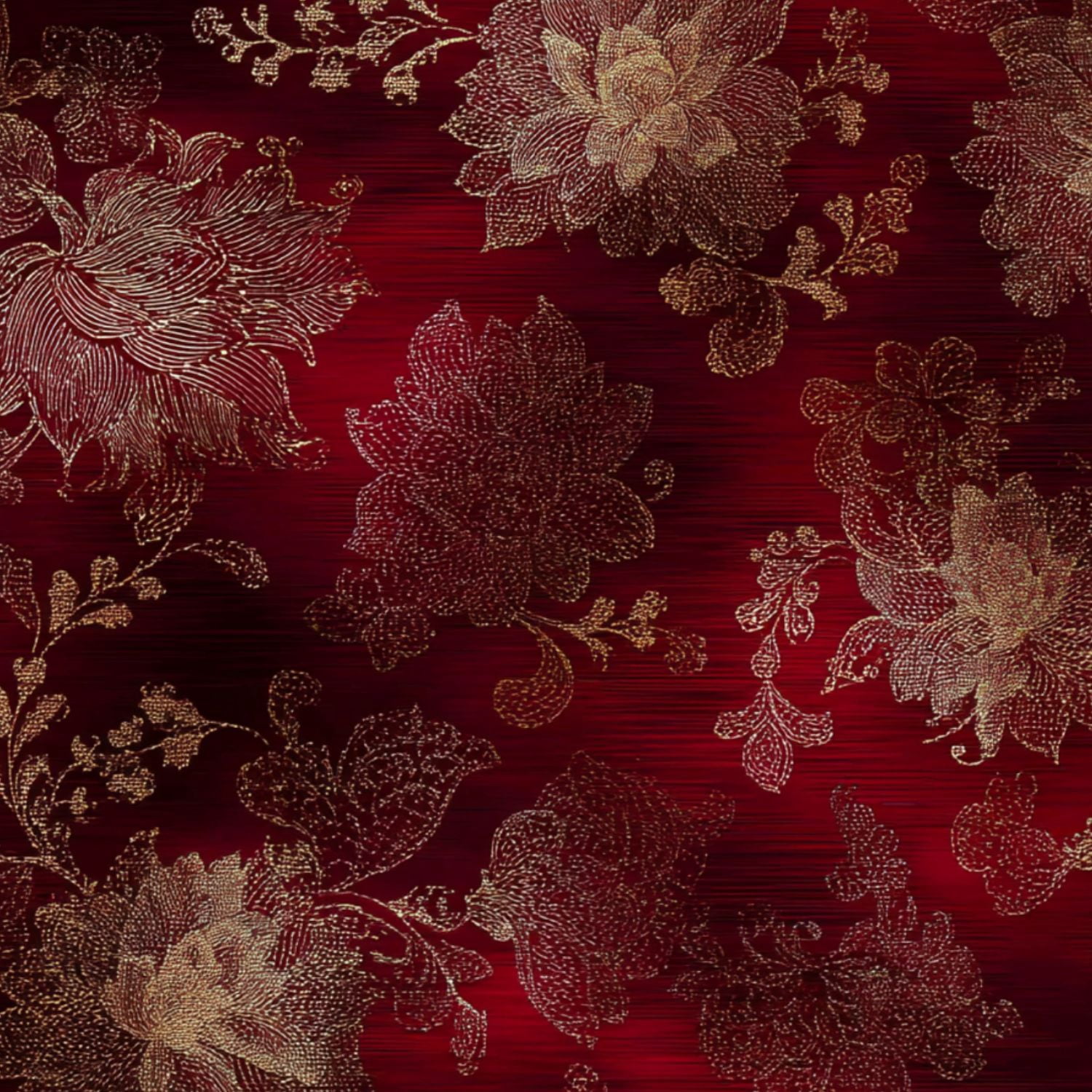 Vintage Peel and Stick Wallpaper Elegant Gold Floral Red Intricate Detailing Wall Mural 17.7in x 9.8ft Self Adhesive Removable Wall Paper Renter Friendly Wallpaper for Bedroom Livingroom Office