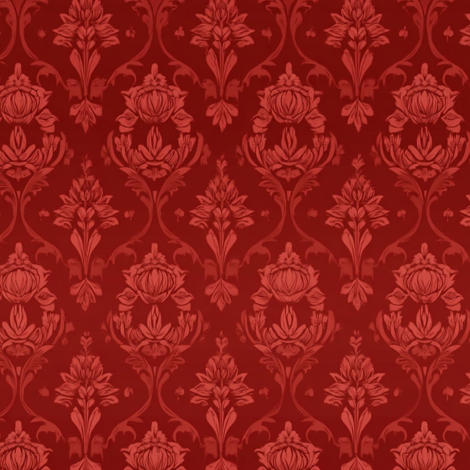 Vintage Peel and Stick Wallpaper Elegant Red Floral Damask Ornate baroque Wall Mural 23.6in x 9.8ft Self Adhesive Removable Wall Paper Renter Friendly Wallpaper for Bedroom Livingroom Office