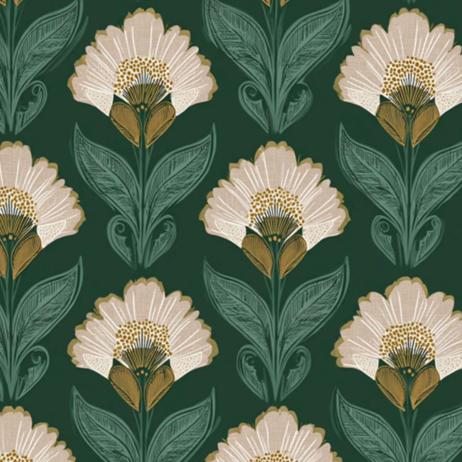 Vintage Peel and Stick Wallpaper Floral Beige Blossoms Green Leaves Dark Wall Mural 17.7in x 9.8ft Self Adhesive Removable Wall Paper Renter Friendly Wallpaper for Nursery Bedroom Cabinets