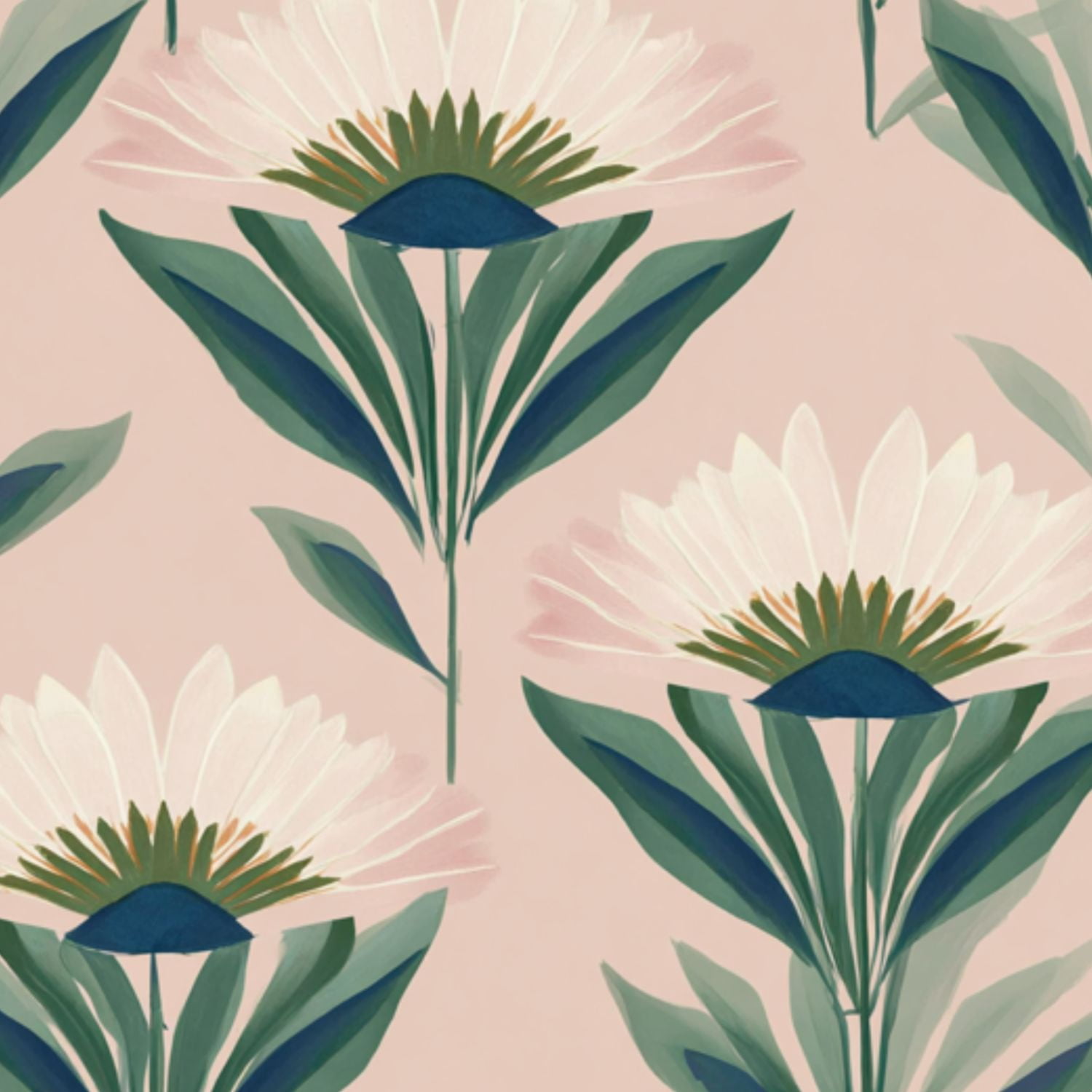 Vintage Peel and Stick Wallpaper Floral White Daisies Green Leaves Soft Pink Wall Mural 17.7in x 9.8ft Self Adhesive Removable Wall Paper Renter Friendly Wallpaper for Nursery Bedroom Cabinets