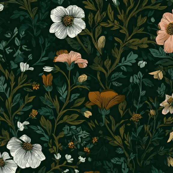 Vintage Peel and Stick Wallpaper Floral White Pink Orange Flowers Dark Green Wall Mural 17.7in x 9.8ft Self Adhesive Removable Wall Paper Renter Friendly Wallpaper for Nursery Bedroom Cabinets