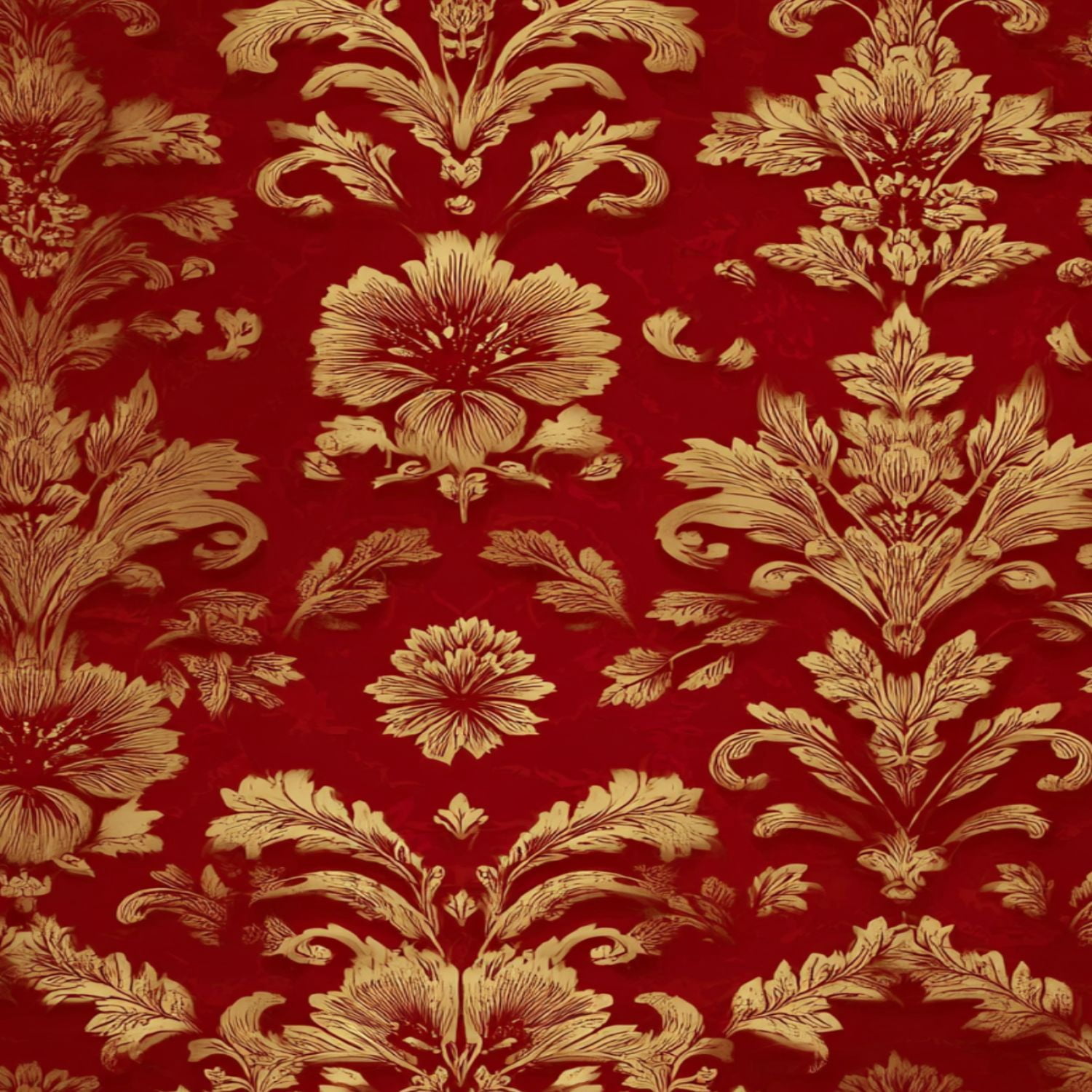 Vintage Peel and Stick Wallpaper Golden Floral Damask Red baroque vintage Wall Mural 23.6in x 9.8ft Self Adhesive Removable Wall Paper Renter Friendly Wallpaper for Bedroom Livingroom Office