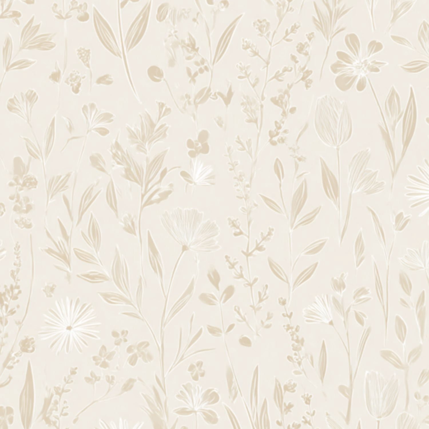 Vintage Peel and Stick Wallpaper Neutral Beige Floral Hand Drawn Flowers Leaves Wall Mural 23.6in x 9.8ft Self Adhesive Removable Wall Paper Renter Friendly Wallpaper for Nursery Bedroom
