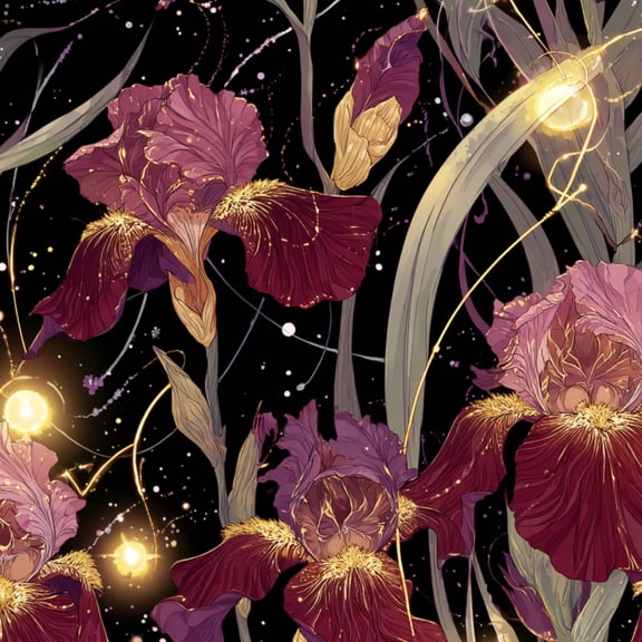 Vintage Peel and Stick Wallpaper Otherworldly Cosmic Garden Glowing Irises Nebulae Wall Mural 23.6in x 9.8ft Self Adhesive Removable Wall Paper for Nursery Bedroom Cabinets Renter Apartment