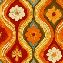 Vintage Peel and Stick Wallpaper Retro Floral Warm Tones Orange Red Yellow Wall Mural 17.7in x 9.8ft Self Adhesive Removable Wall Paper Renter Friendly Wallpaper for Nursery Bedroom Cabinets