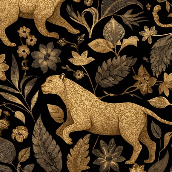 Vintage Peel and Stick Wallpaper Vintage Jungle Leopard Floral gothic botanical Wall Mural 23.6in x 9.8ft Self Adhesive Removable Wall Paper Renter Friendly Wallpaper for Bedroom Livingroom Men