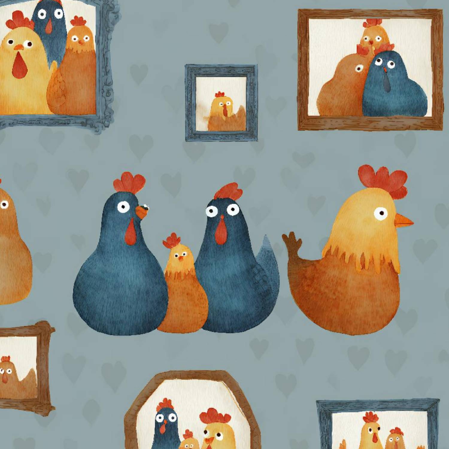 Vintage Peel and Stick Wallpaper Whimsical Chicken Family Picture ...
