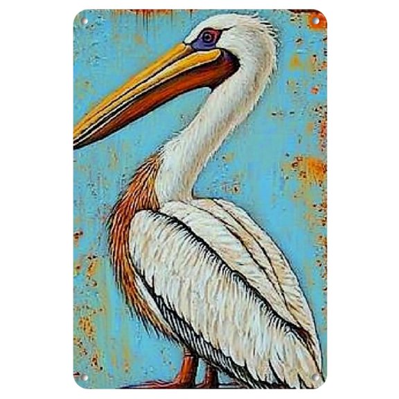 Vintage Pelican Metal Wall Art, Rustic Weathered Look - Easy to Hang, No Power Needed - Perfect for Living Room, Bedroom, Bar, Garden Decor, Spray Paint Style, Club, Garage Decor
