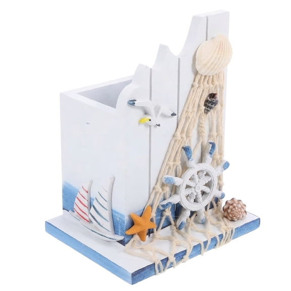 Vintage Pen Holder for Desk Luxury Desktop Storage Box for Study office and Home Decor Ocean Theme Resin Stationery Organizer for Pencils and Markers, Style A