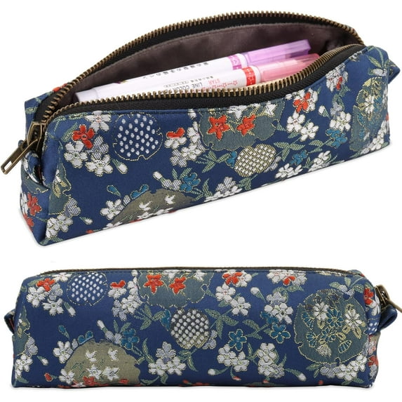 Vintage Pencil Case Embroidery Pen Pouch Zipper Pencil Bag Women Cosmetic Makeup Bag Coin Purse for Office Organizer Storage Bag