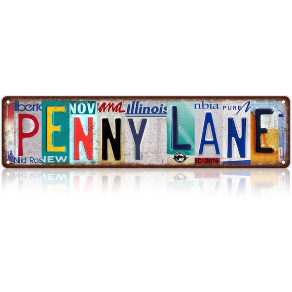 Vintage Penny Lane Street Sign Metal Tin Wall Decor 16 x 4 Inches