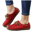 thumbnail image 1 of Vintage Penny Loafers Casual Shoes for Women Comfort Protective Toe Suede Lace up Walking Flats Wide Feet Boat Loafers, 1 of 5